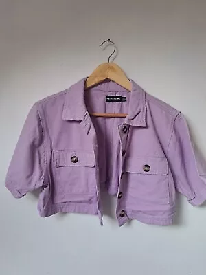 Buy Lilac Cropped Denim Jacket, Size 12, Pretty Little Thing Purple • 7£