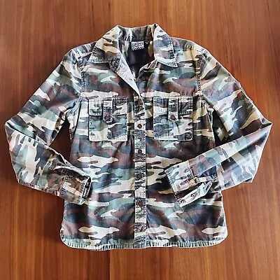 Buy Vans Boy Youth Camouflage-Pattern Embroidered Skull Shirt Size M • 17.37£