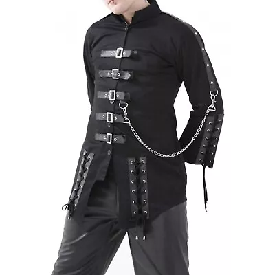 Buy Men Black Dead Threads Gothic Jacket Corseting Chain EMO Cyber Jacket • 103.99£