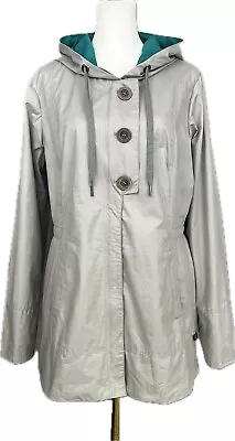 Buy PrAna Size M Women's Gray Teal Abby Jacket Lightweight Hooded Windbreaker Rain • 37.47£