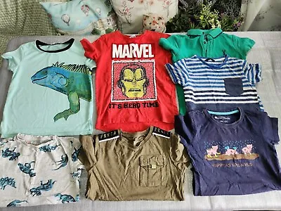 Buy Boys Age 5-6 Clothes Bundle 7 T-shirts Inc Marvel T-shirt Sequin Hulk Iron Man • 14.99£