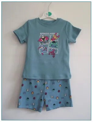 Buy Baby Boys Marvel Avengers Superhero Blue Short Pyjamas Nightwear 9-12 Months NEW • 7.99£