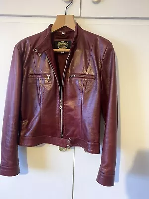 Buy Heritage Oxblood Maroon Burgundy Real Leather Fitted Biker Jacket • 69.99£