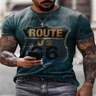 Buy Men T Shirts Short Sleeve Summer Tops Mens Sport Comfy 3D Print Basic Tee Casual • 9.89£