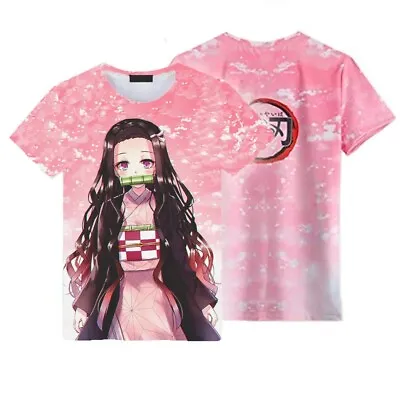 Buy Kids Teens 3D Print T-Shirt Demon Slayer Kimetsu No Yaiba Nezuko Anime Tees Tops • 11.19£