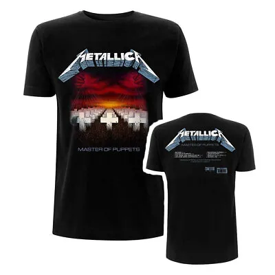 Buy Metallica T-Shirt Master Of Puppets Tracks Album Rock New Black Official • 15.15£