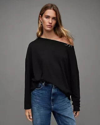 Buy All Saints Rita T-shirt Long Sleeve Drop Shoulder Designer Oversize Tee Top • 29.99£