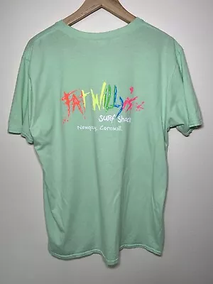 Buy Vintage Fat Willies Surf T-Shirt Mint Green - Size UK L • 9.99£