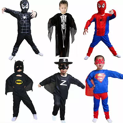 Buy - Kids Boys Superhero Batman Spider-Man Halloween Dress Up Party Costume Outfit • 5.47£