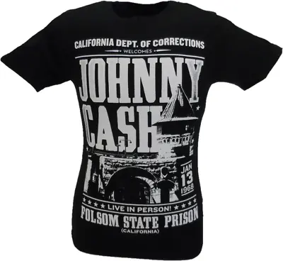 Buy Mens Black Official Johnny Cash Live At Folsom Prison T Shirt • 16.99£