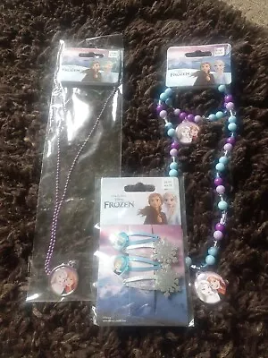 Buy Disney Frozen Jewellery Set. 2 Necklaces And Bracelet And Hairslides. Brand New • 9.50£