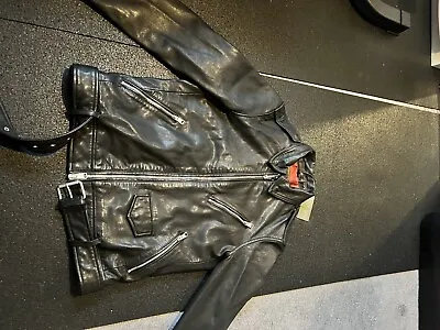 Buy Allsaints Monza Leather Biker Jacket Black Small Slim Fit Heavy • 150£