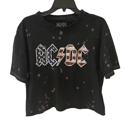 Buy AC/DC Back In Black 80s Concert Tour TShirt Crop Band Merch M • 37.80£