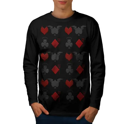 Buy Wellcoda Playing Card Theme Mens Long Sleeve T-shirt, Angel Graphic Design • 21.99£
