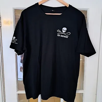 Buy Sea Shepherd XL Black Organic Cotton T Shirt Defending Ocean Wildlife Worldwide • 17.99£