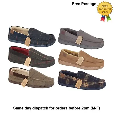 Buy Mens Moccasin Slippers Loafers Warm Comfortable Fleece Fur Lined UK Size 7 - 12 • 7.75£