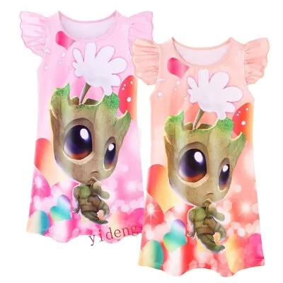Buy Kids Girls Groot Dress Cartoon Princess Dress Skirt Nightdress Jumper Pyjamas UK • 8.98£