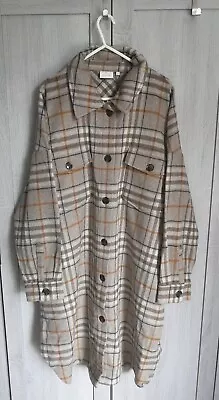 Buy B. Coastline Wool Blend Longline Check Tweed Shirt Jacket Size XL UK 18 BNWT • 27.99£