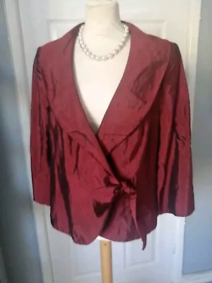 Buy ALEX& CO LADIES SZ16 RED SILKY LINED TIEUP BOW JACKET EVENING PARTY Cruise Wedd • 12.99£