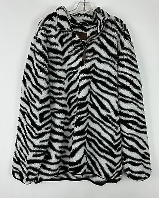 Buy Girlie Girl Sherpa Jacket Womens Size XL 1/4 Zip Pullover Long Sleeve Zebra • 18.89£