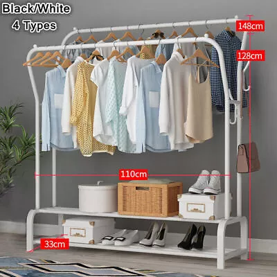 Buy Heavy Duty Double Clothes Rail Hanging Rack Garment Display Stand Storage Shelf • 22.99£