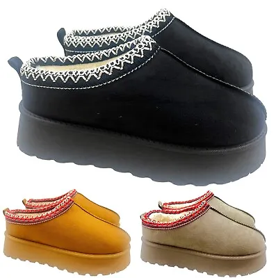 Buy Ladies Womens Platform Warm Snugg Faux Fur Slip On In Out Door Slippers Boots • 13.95£