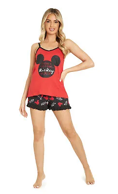 Buy Disney Mickey Mouse Lounge Wear Womens Set, 100% Cotton Pyjamas • 15.49£