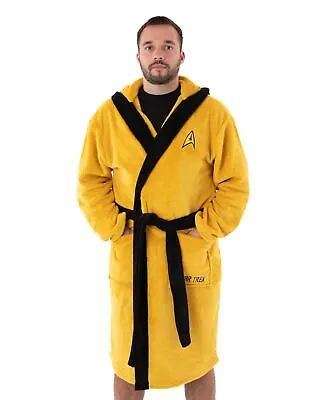 Buy Star Trek Mens Yellow Hooded Bathrobe | Captain Kirk Yellow Dressing Gown • 34.95£