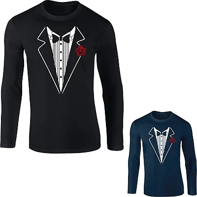 Buy Classic Tuxedo Costume Long Sleeve T-Shirt Wedding Prom Night Suit Novelty Top • 12.99£