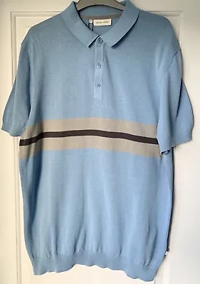 Buy BNWT Casual Friday Mens Polo Knit T Shirt Sz XL Pale Blue Stripe Golf • 9.87£