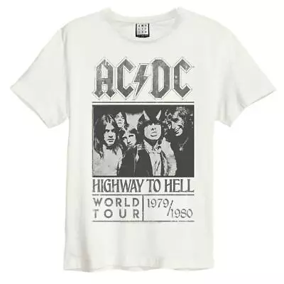 Buy Amplified ACDC Unisex Cotton Vintage White Highway To Hell Poster T-Shirt • 18.36£