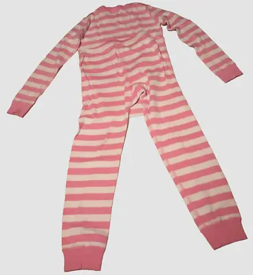Buy Hanna Andersson Girls Pink And White Striped Long John Pajamas Set Size 6-7 • 10.46£