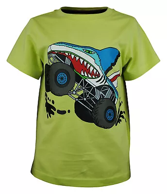 Buy Boys H&M R Neck Short Sleeve T-Shirt Top Shark Print Lime Green Age 1 To 8 Years • 2.97£