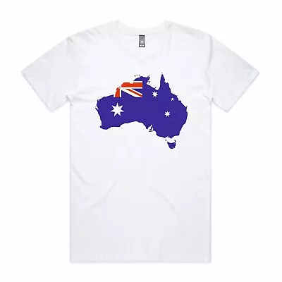 Buy Australia Map Flag Printed T Shirt Retro Unisex Adult T Shirt Patriotic Flag Tee • 11.49£