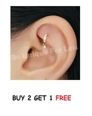 Buy Cartilage Tragus Nose Hoop Dangly Encrusted Crystal Cartilage Earring,Helix Ring • 4.99£