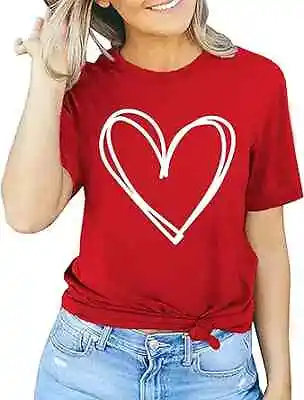Buy Valentines Day Shirts For Women Cute Love Heart Shirts Tee Tops Shirt Small Red • 36.76£