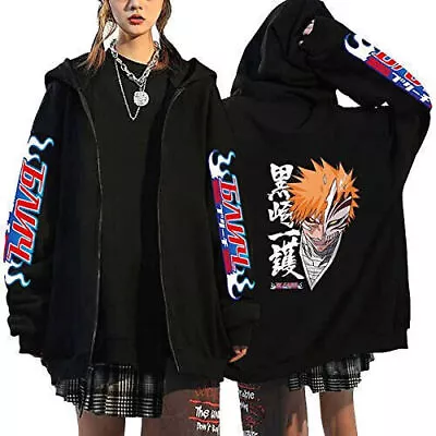 Buy BLEACH Anime Hoodies Kurosaki Ichigo Zipper Jacket Outerwear Sweatshirt Hooded • 19.82£