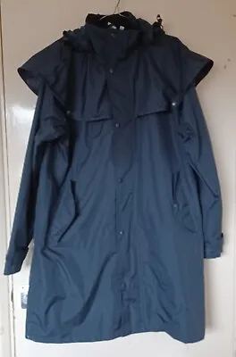 Buy Cotton Traders Mens Jacket Rain Coat Mac Navy Full Length Lined Hood Cape Size L • 49.50£