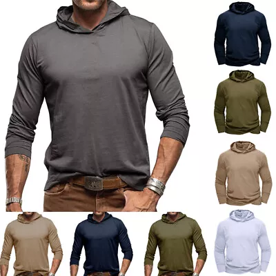 Buy Mens Outdoor Hoodie Sports Shirts Long Sleeve T-Shirt Tops Casual Sweatshirts UK • 12.74£