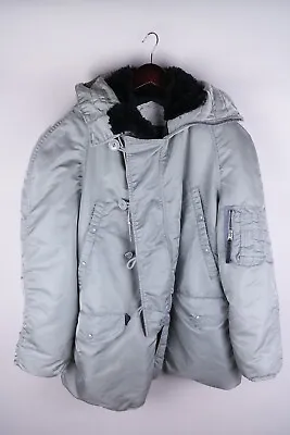 Buy Alpha Industries Men Parka Jacket Casual Leisure Windproof Grey Outdoor Size M • 52.75£