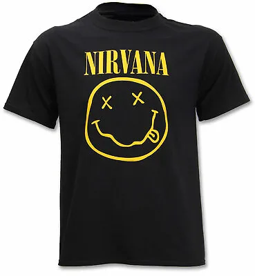 Buy Nirvana T Shirt Happy Face Smile Officially Licensed Mens Black Rock Merch New • 14.79£