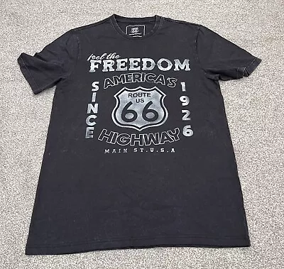 Buy Route 66 T-Shirt Medium Black Cotton Mens Distressed Design • 8.39£
