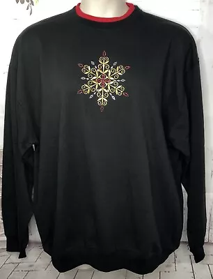 Buy M&C Sportswear Womens Black Christmas Sweatshirt Sweater Snowflakes Sz. XL NEW • 34.58£