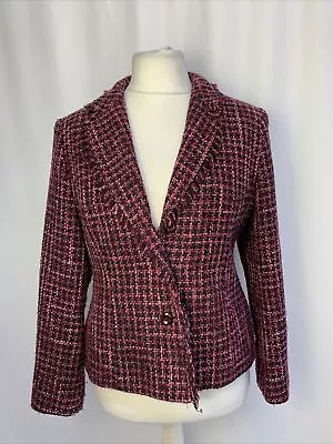 Buy BHS Petite Women's Blazer Jacket Tweed Red Checked Size UK16 Formal E1577 • 13.37£