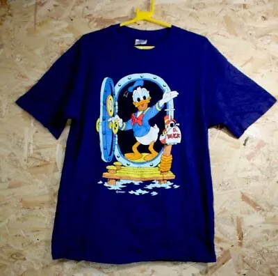 Buy Duck Disney T-Shirt Size Large Vintage 90s Donald Hanes Blue Single Stitch Rare • 45£