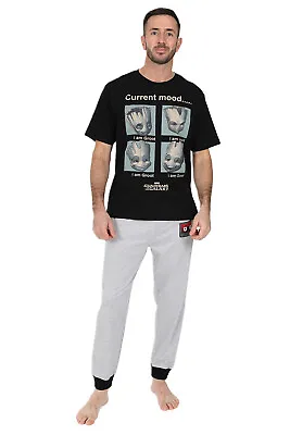 Buy Men's Marvel Guardians Of  The Galaxy Groot Cotton Long Pyjamas  Mens Pjs • 17.99£