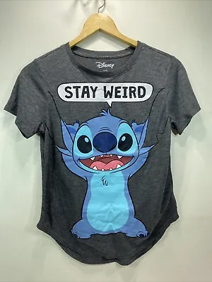 Buy Disney Stitch Stay Weird Gray T-shirt Girls Size Medium 7/8 • 9.45£