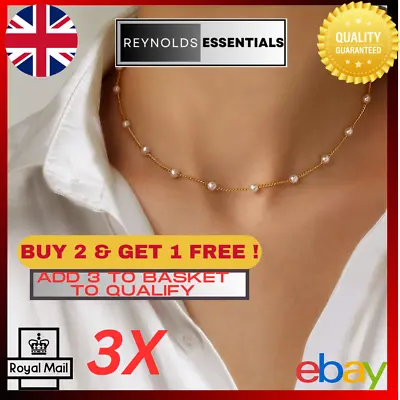 Buy Pearl Necklace Choker Chain Beads Jewellery Elegant Womens Weddings Party Gift • 1.50£