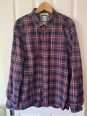 Buy Mens Crew Clothing 100% Cotton XL Over Shirt Red & Blue Flannel Check 'Utility' • 22.99£