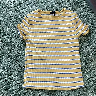 Buy Ladies New Look Yellow Striped Top Size 12 • 2.50£
